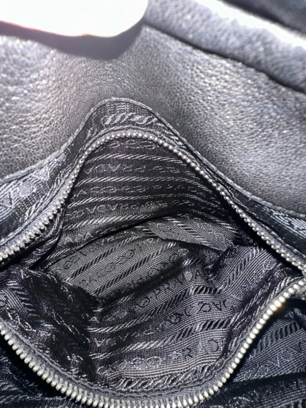 Prada Black Nylon Shoulder Hobo with Leather Trim - Picture 12 of 16